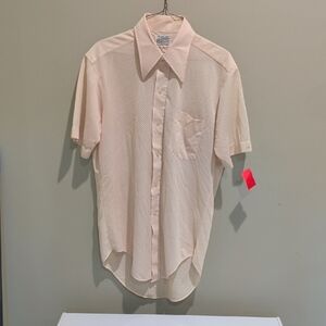 Men's Beige Short Sleeve Button Down Shirt